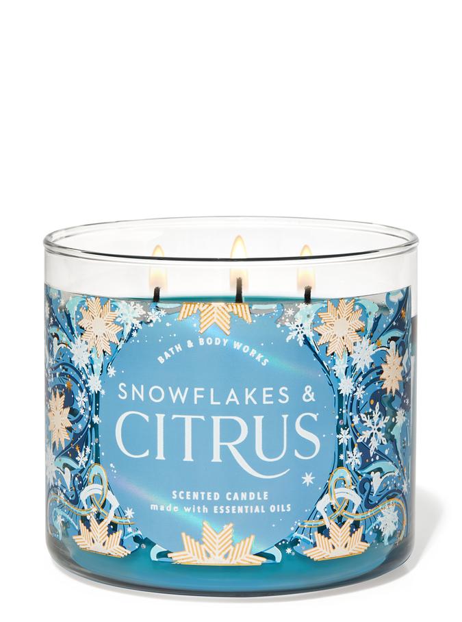 bath and body works snowflakes and citrus candle